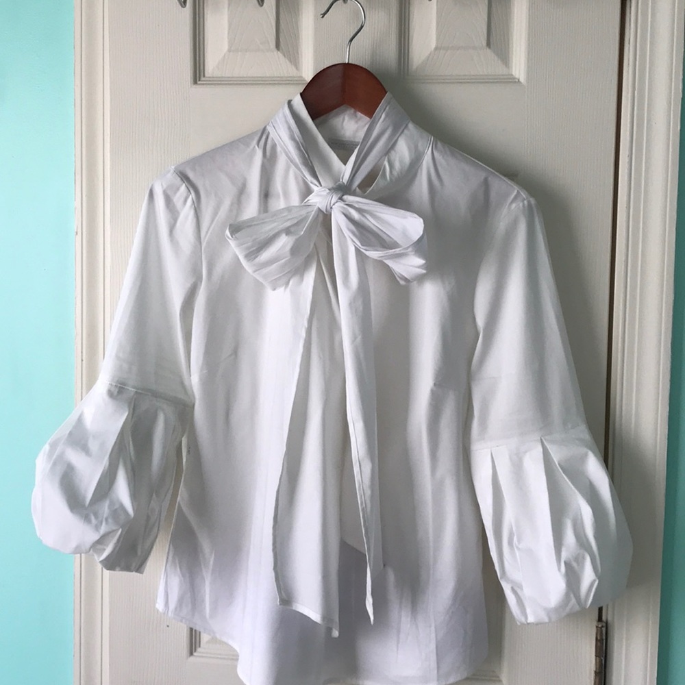 White lantern sleeve blouse